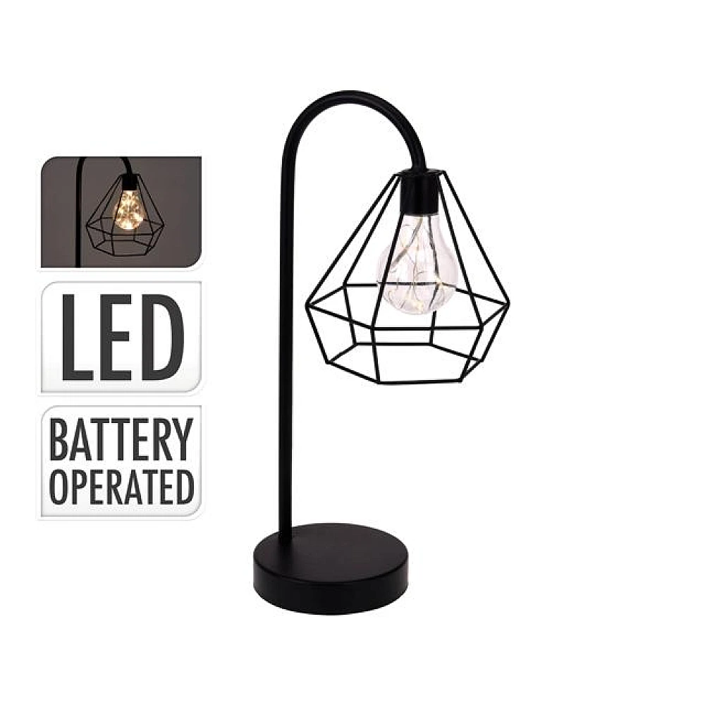 Lampa de masa 10 LED 38cm cu baterii ААА, metal, neagra