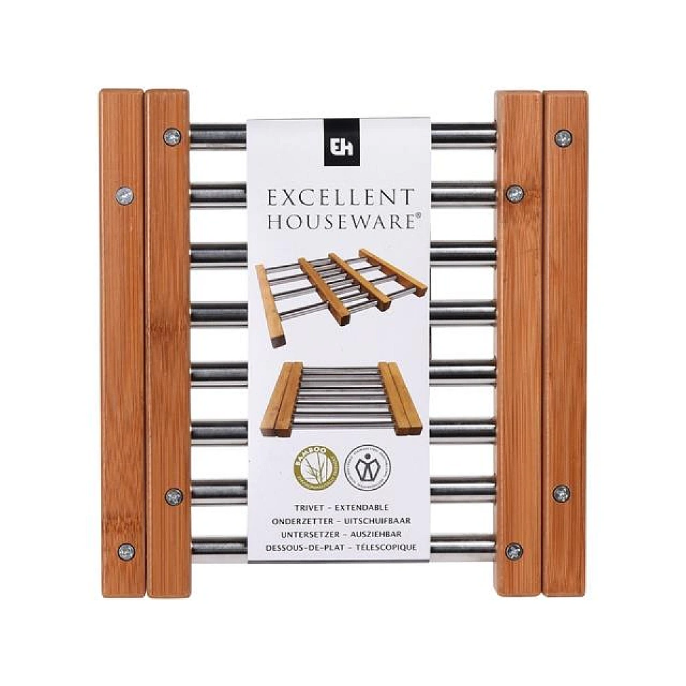 Suport pentru vase fierbinti din bambus EH 21.5X22X2.2cm extensibil