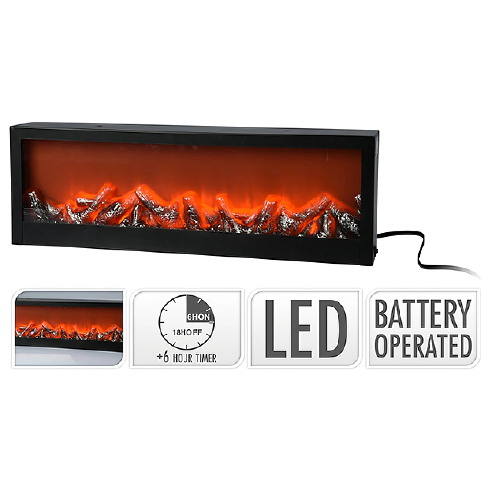Semineu decorativ LED 60Х20Х10cm, temporizator, adaptorul nu este inclus