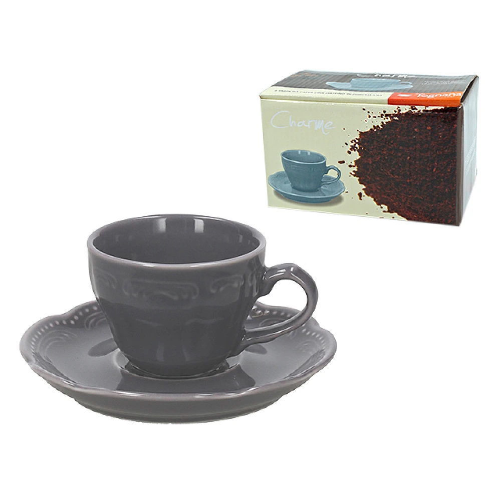 Set 6 cani pentru cafea cu farfurii V.Wenna Charmel, sur