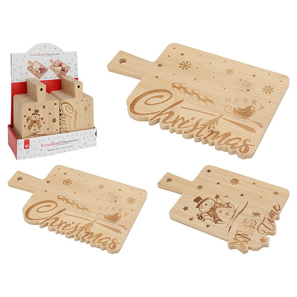 Platou de servire Christmas 22X14X1cm. lemn de bambus