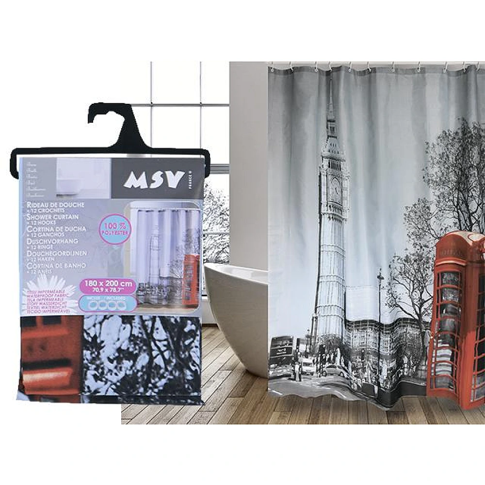 Perdea pentru dus 180X200cm MSV London, poliester