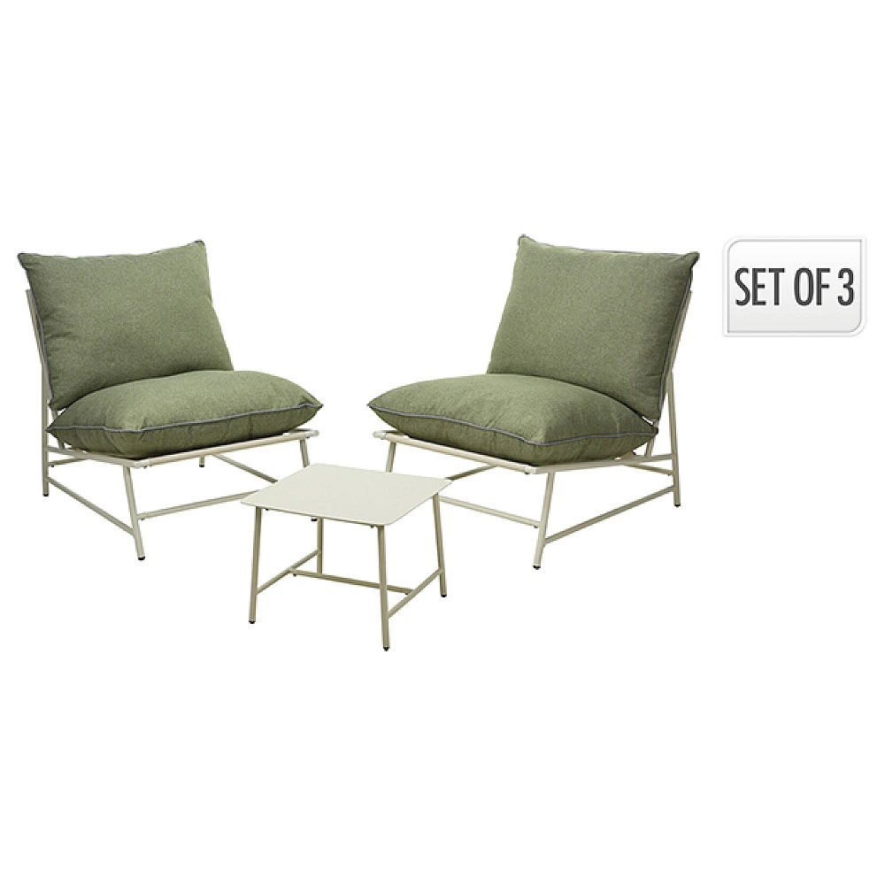 Set mobilier 5 unitati: masa 45X45XH35 cm, 2 scaune 66X85XH75 cm, 2 saltele, alb