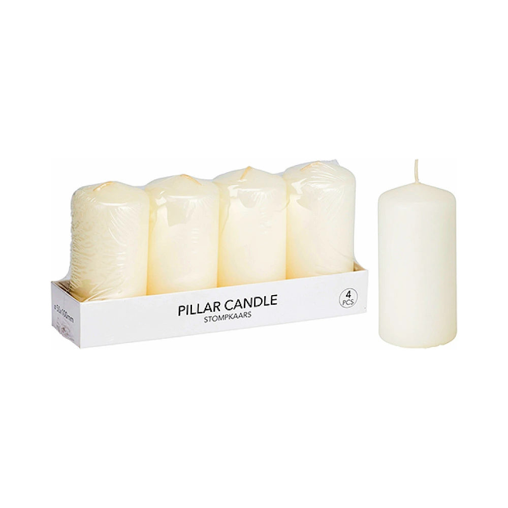 Set lumanari 4buc 5X10 cm, culoarea fildes