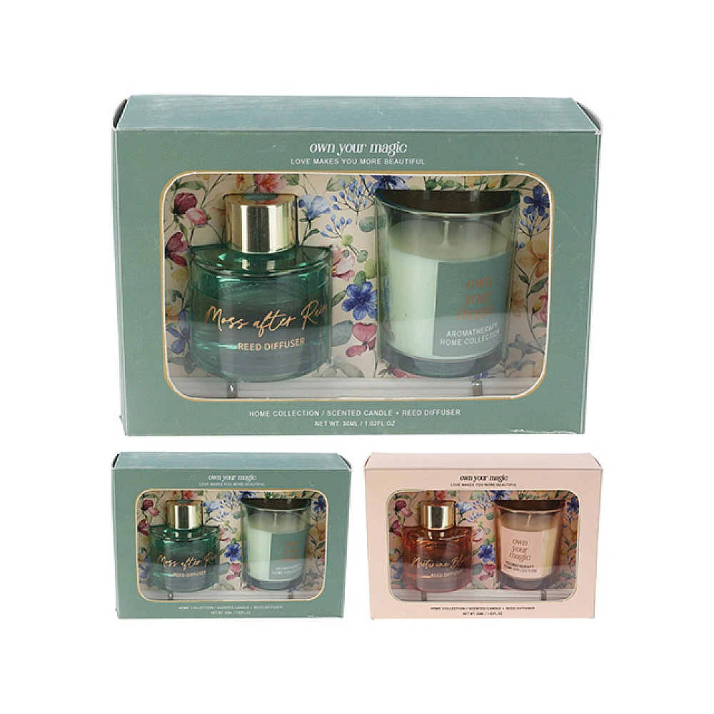 Set aromaterapie 2 piese: odorizant 30 ml si lumanare aromata