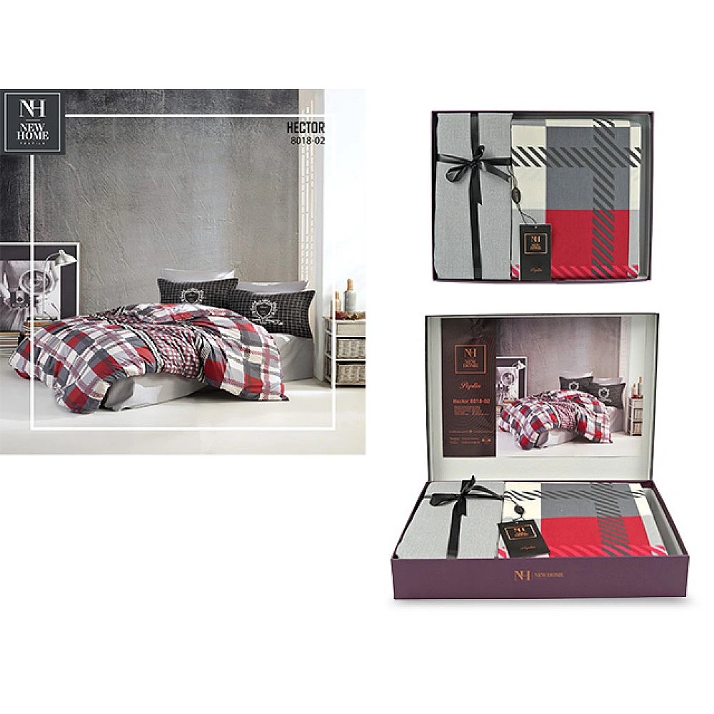 Lenjerie de pat 2pers NH Poplin Hector red, bumbac