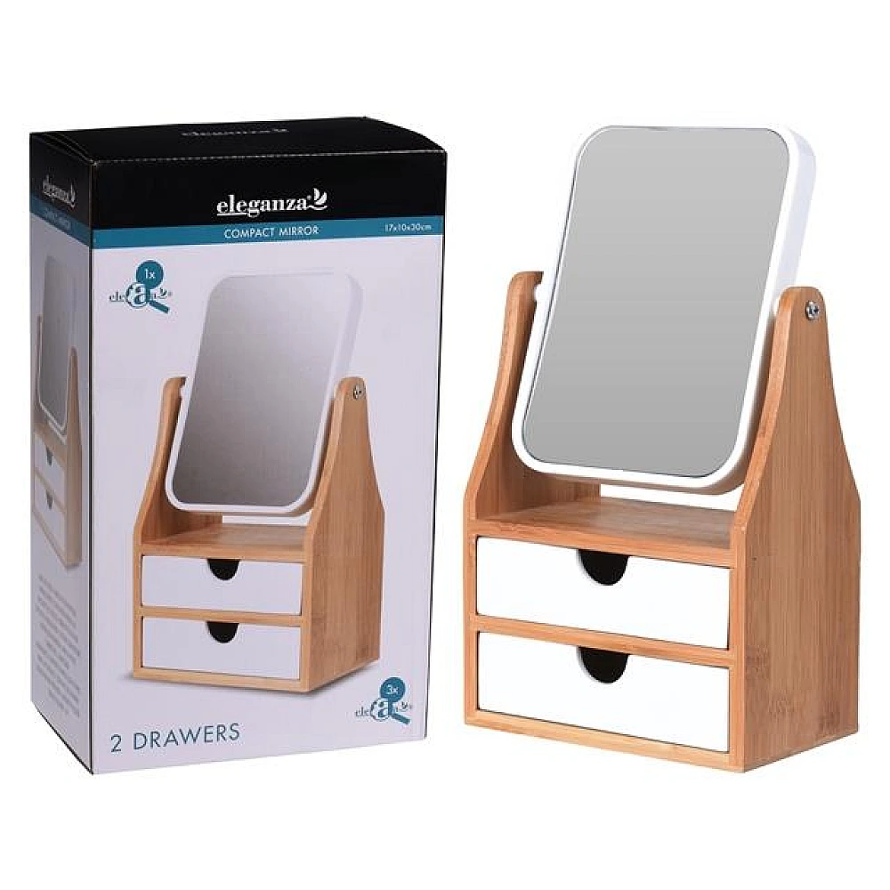 Oglinda de masa cu sertare 30X17X10cm, bambus