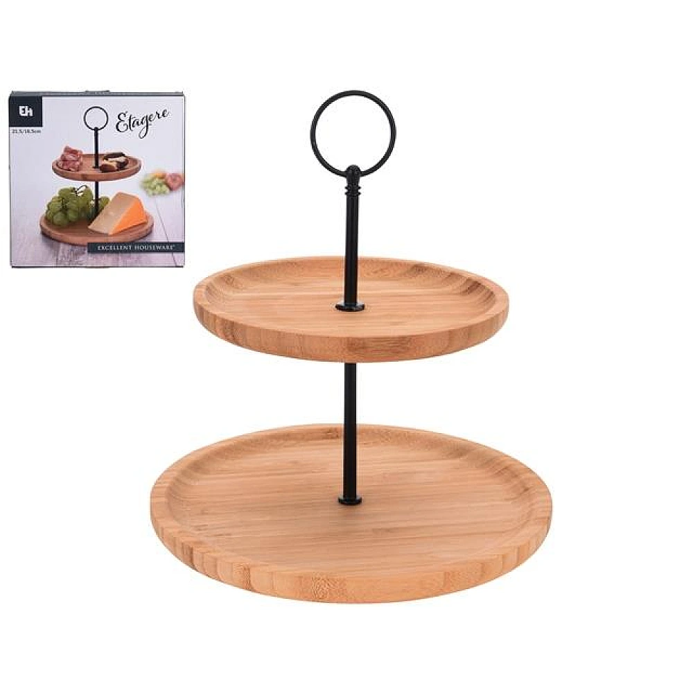 Suport de servire 2 nivele D16.5cm/21.5cm, bambus