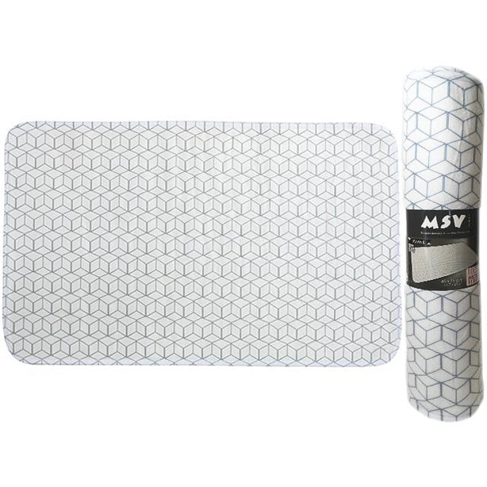 Covoras pentru baie 45X75cm MSV Mozaik, alba/sur, microfibra