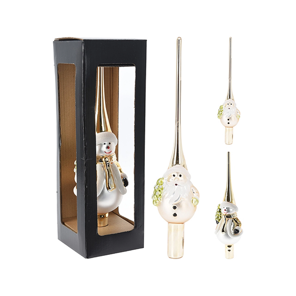 Varf de brad din sticla cu figurina 