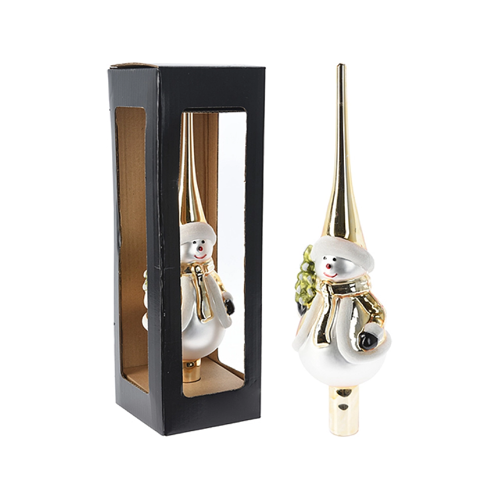 Varf de brad din sticla cu figurina 