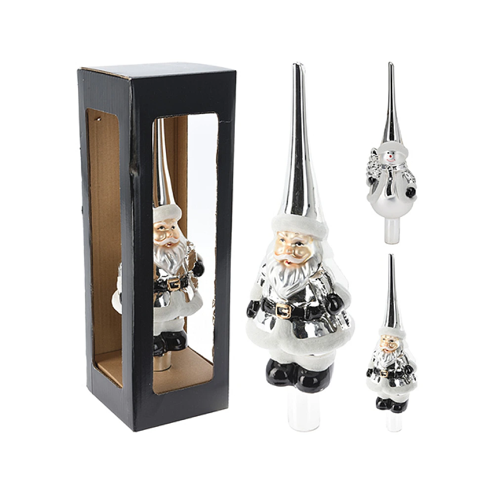 Varf de brad din sticla cu figurina 