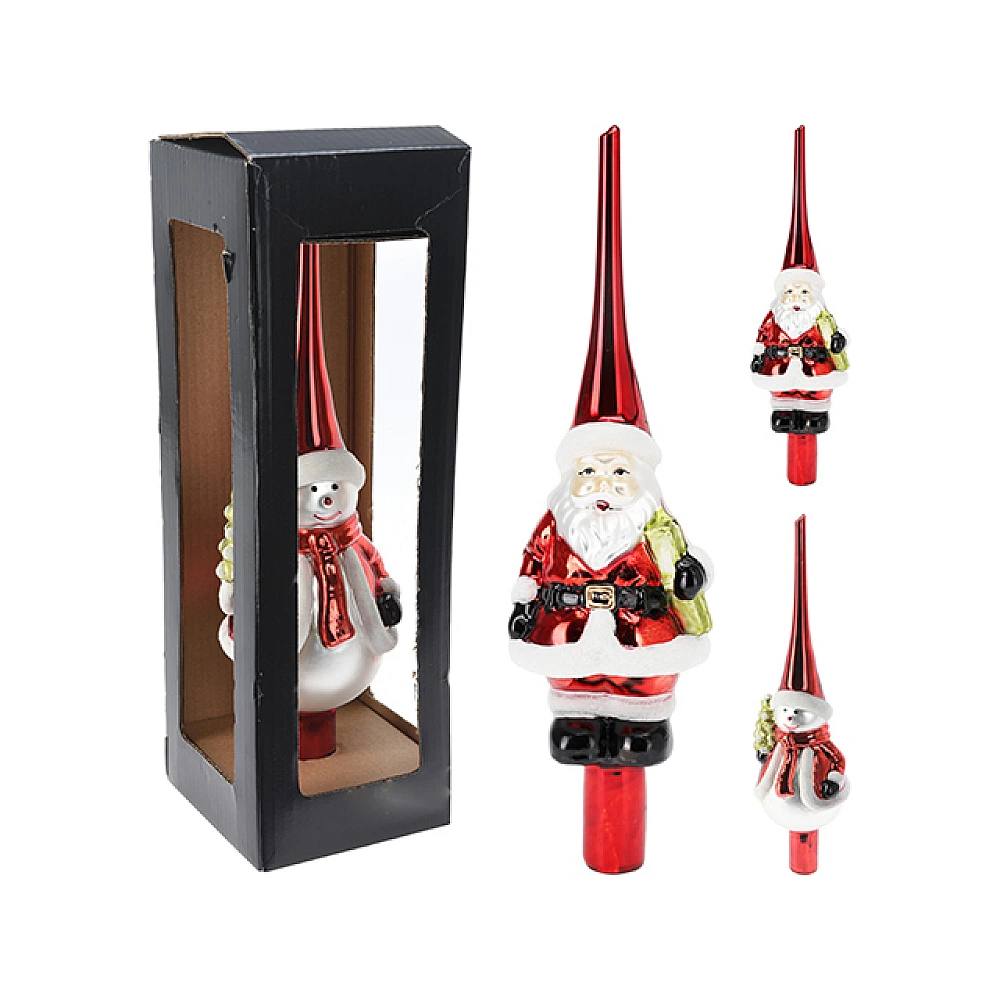 Varf de brad din sticla cu figurina 