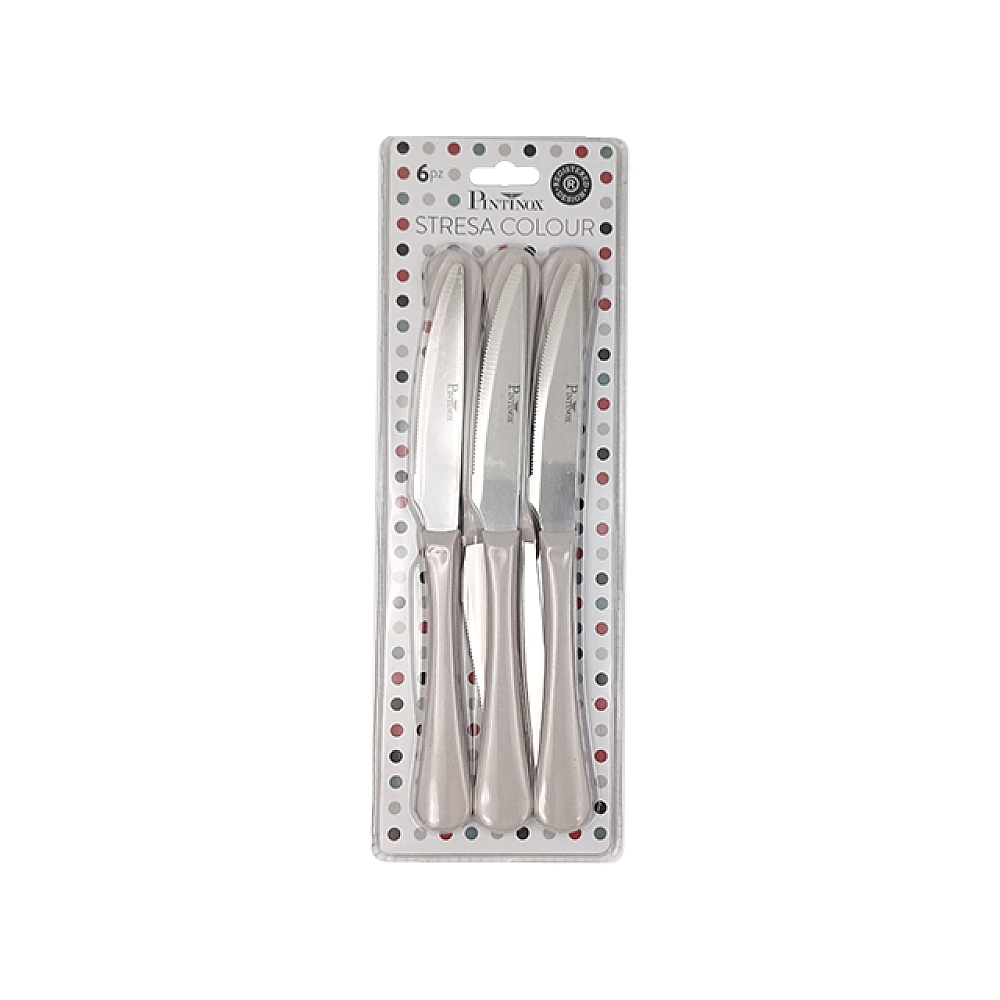 Set 6 cutite de masa Pinti Stresa, maner gri-bej, in blister