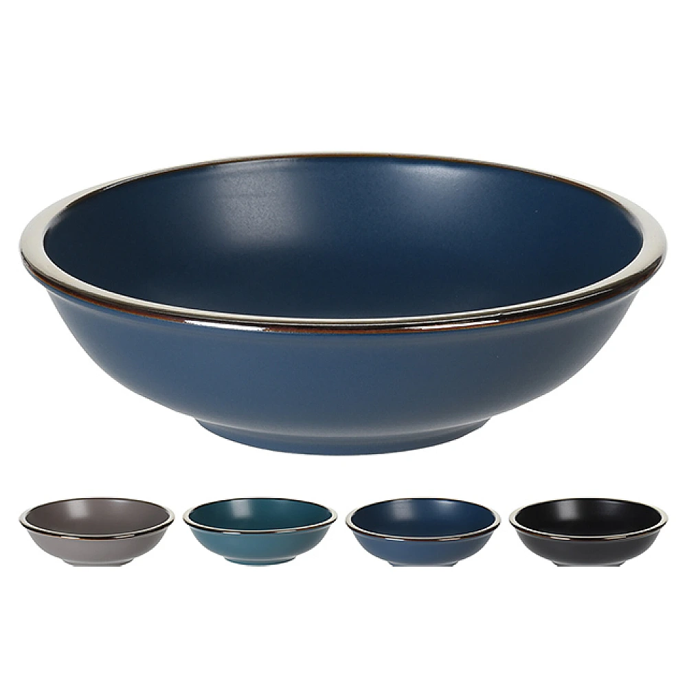Farfurie adanca 18cm Metallic Rim, ceramica