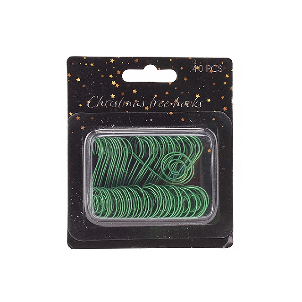 Set carlige pentru decoratiuni 40buc, metal, verde