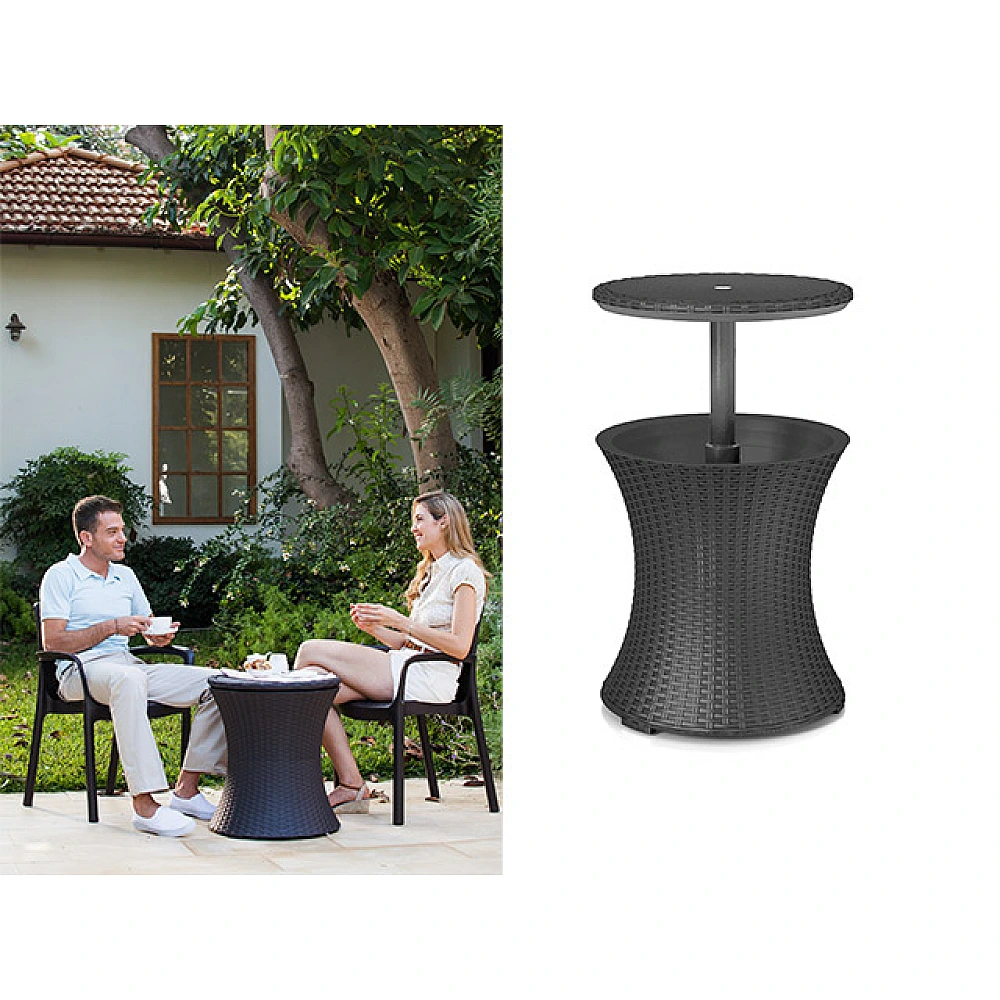 Masa-transformer Keter Cool Bar Rattan, 49.5X49.5X57- 82.5 cm, antracit