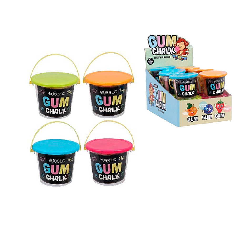 Gume de mestecat in galeata Chalk 3 arome: capsuni, afine, portocale