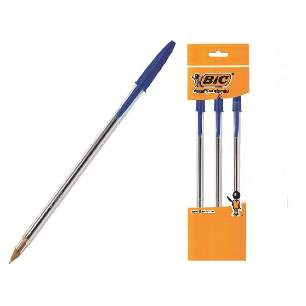 Set pixuri cu bilă BIC Cristal Med 3 buc, albastre