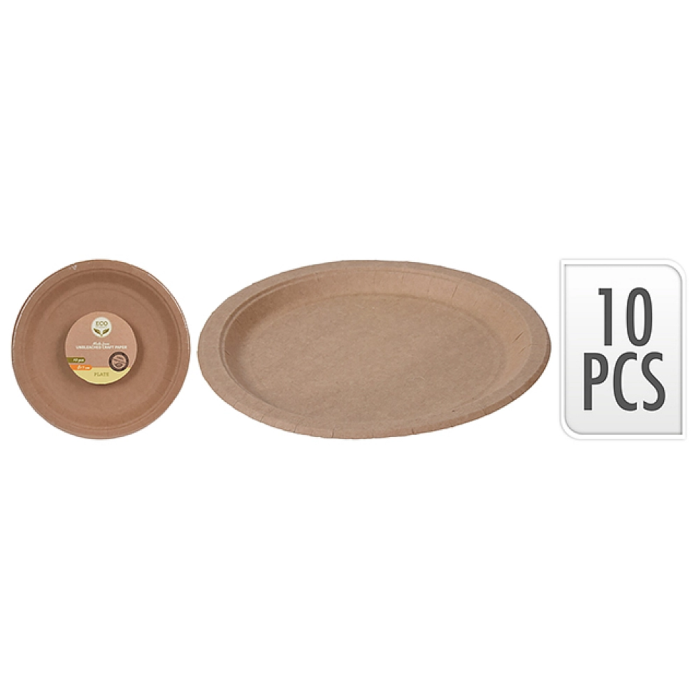 Set farfurii din hârtie ECO 10buc, 18cm, maro