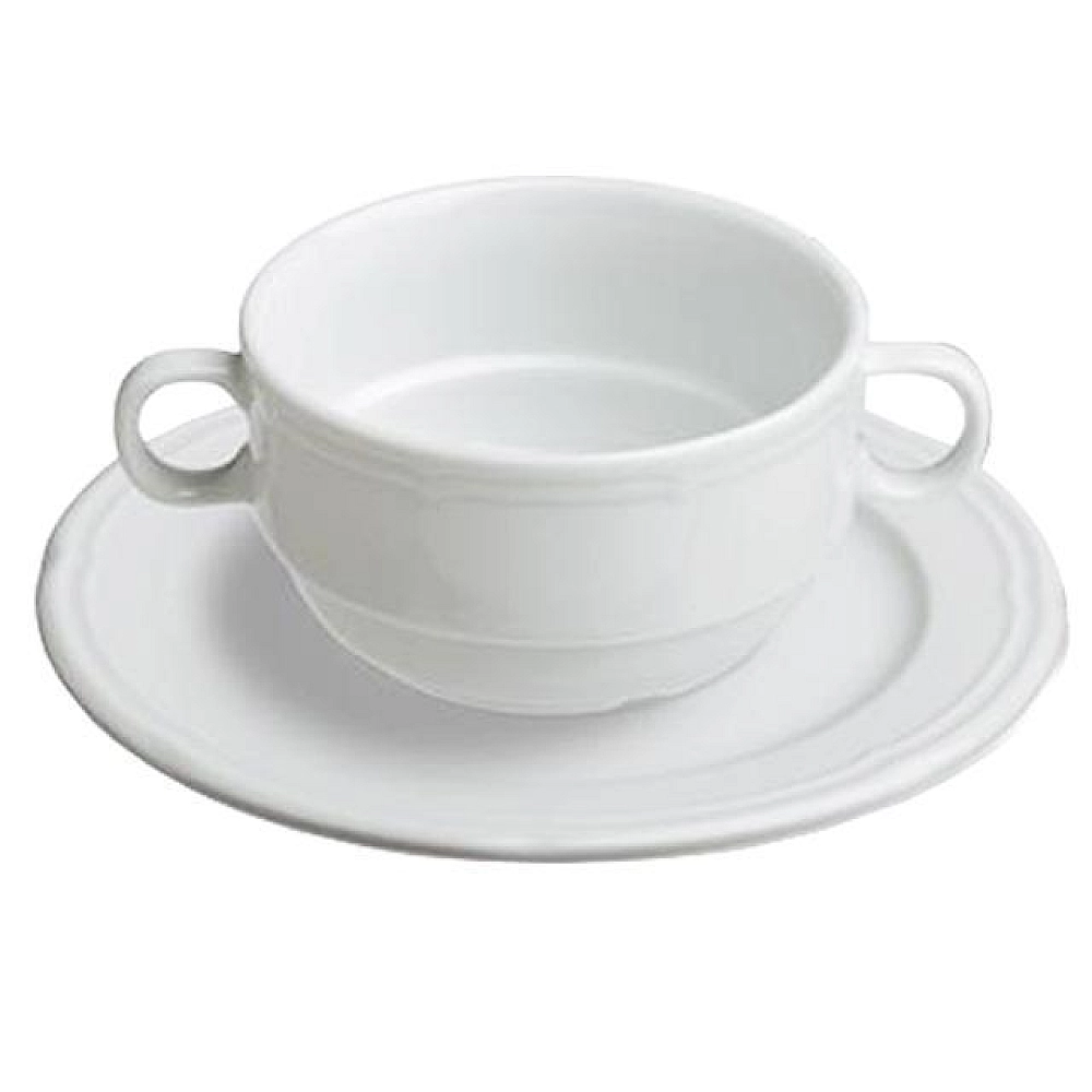 Cana pentru supa Tognana Ouverture cu doua manere si farfurie, portelan