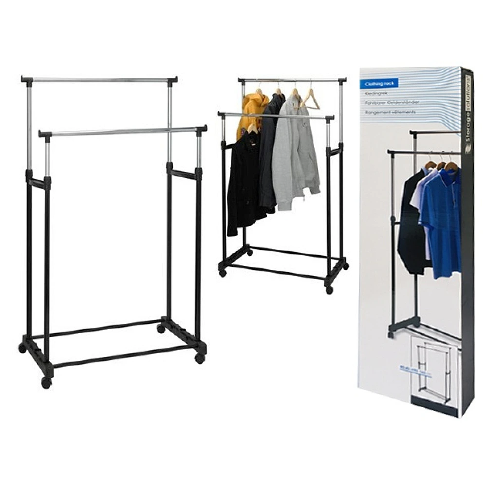 Cuier cu suport pe rotii 80X42cm H90-160cm Storage, 2 nivele 