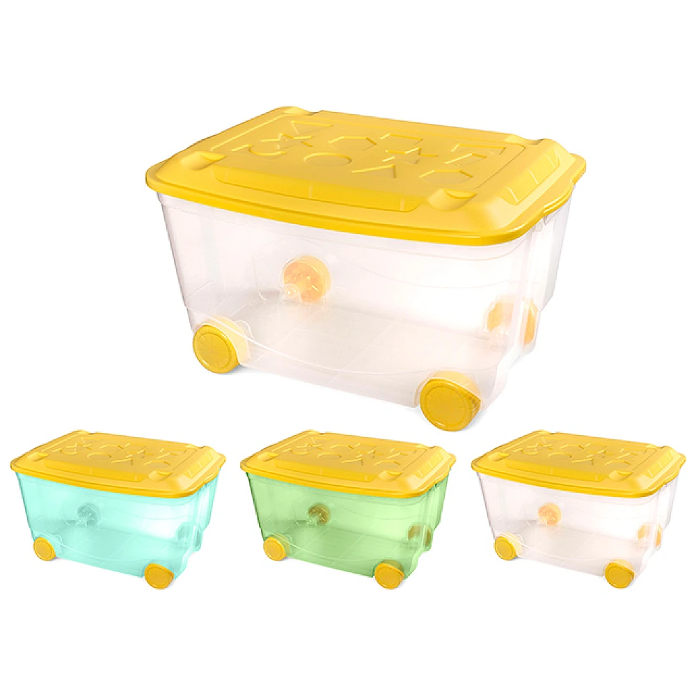 Cutie pentru jucării Plastishka 45l, 58X39X33.5cm, transparentă, cu roti