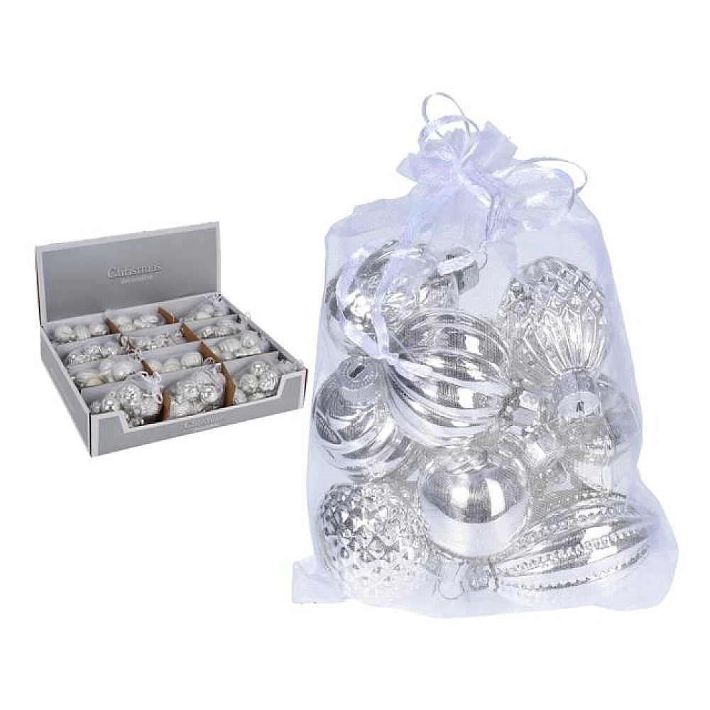 Set decoratiuni pentru brad din sticla 