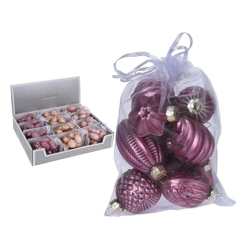 Set decoratiuni pentru brad din sticla 