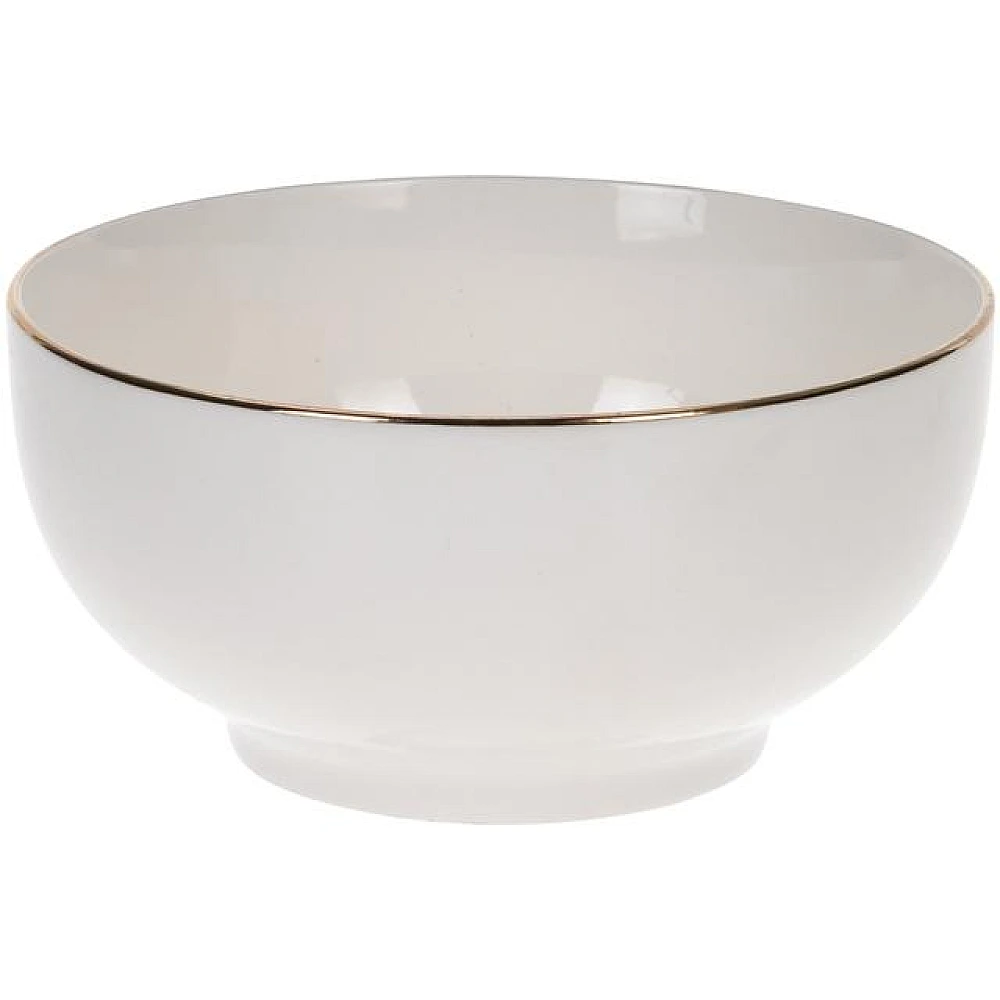 Salatiera din portelan 13.8cm 480ml Golden Rim, alba