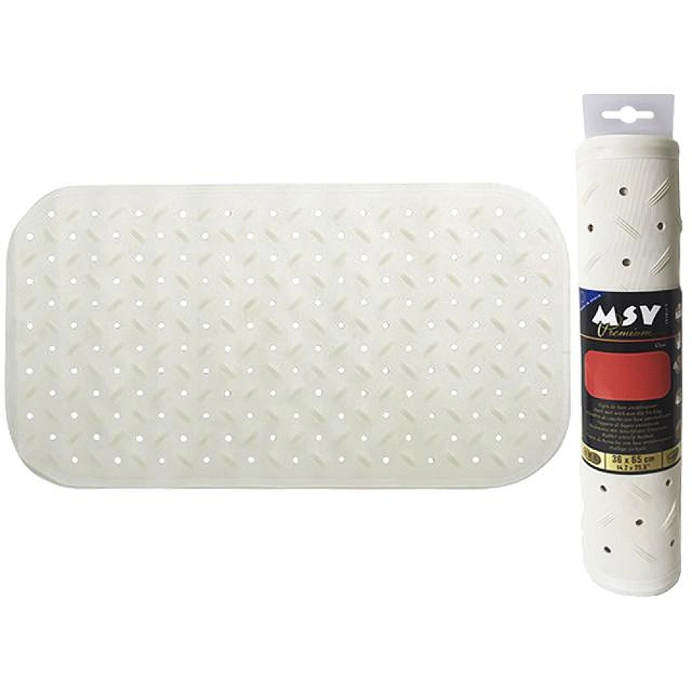 Covoras pentru cadă de baie 36X65cm MSV Class Premium alb, cauciuc