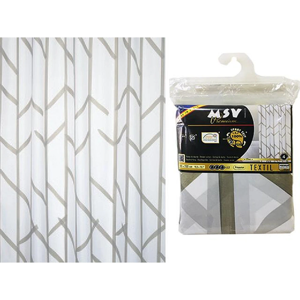 Perdea pentru dus 180X200cm MSV Tree, gri, poliester