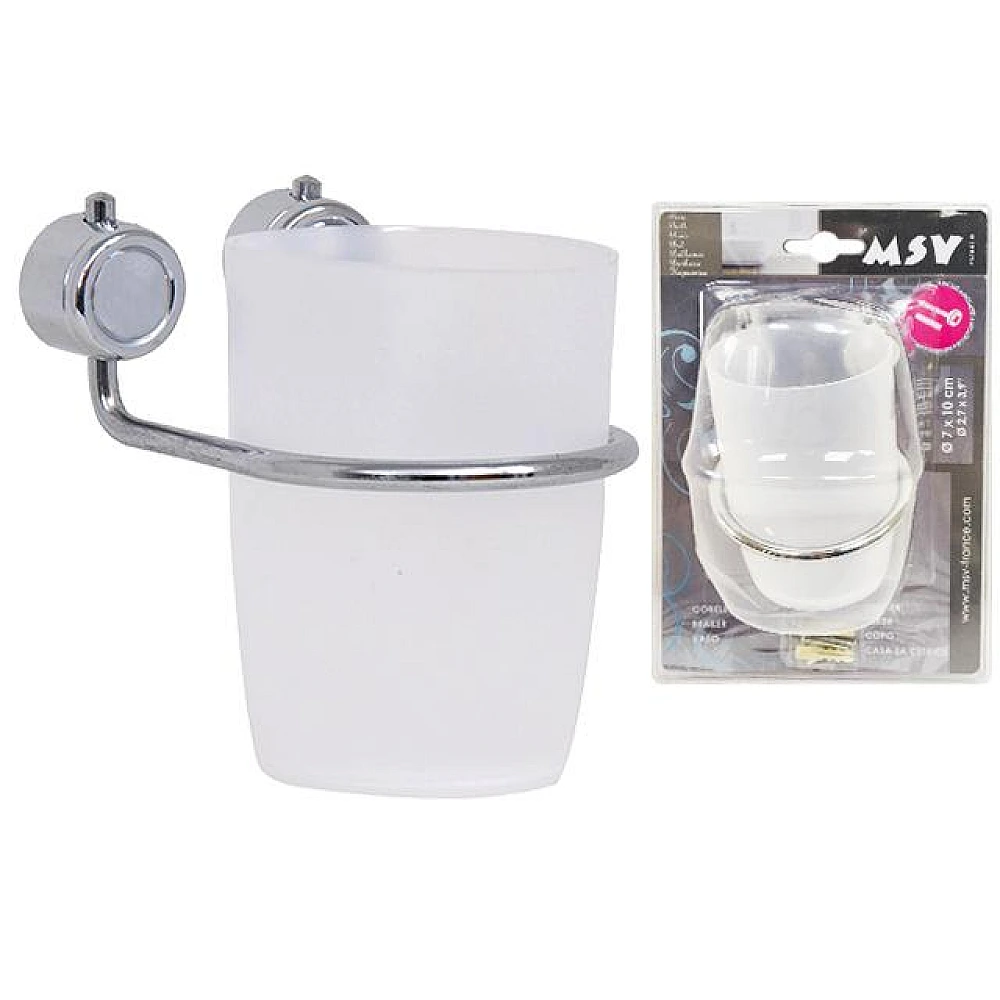 Pahar pentru periuțe de dinți încorporat în perete, marca MSV, crom