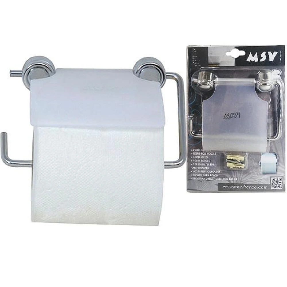 Suport pentru hârtie WC cu capac MSV, plastic/crom