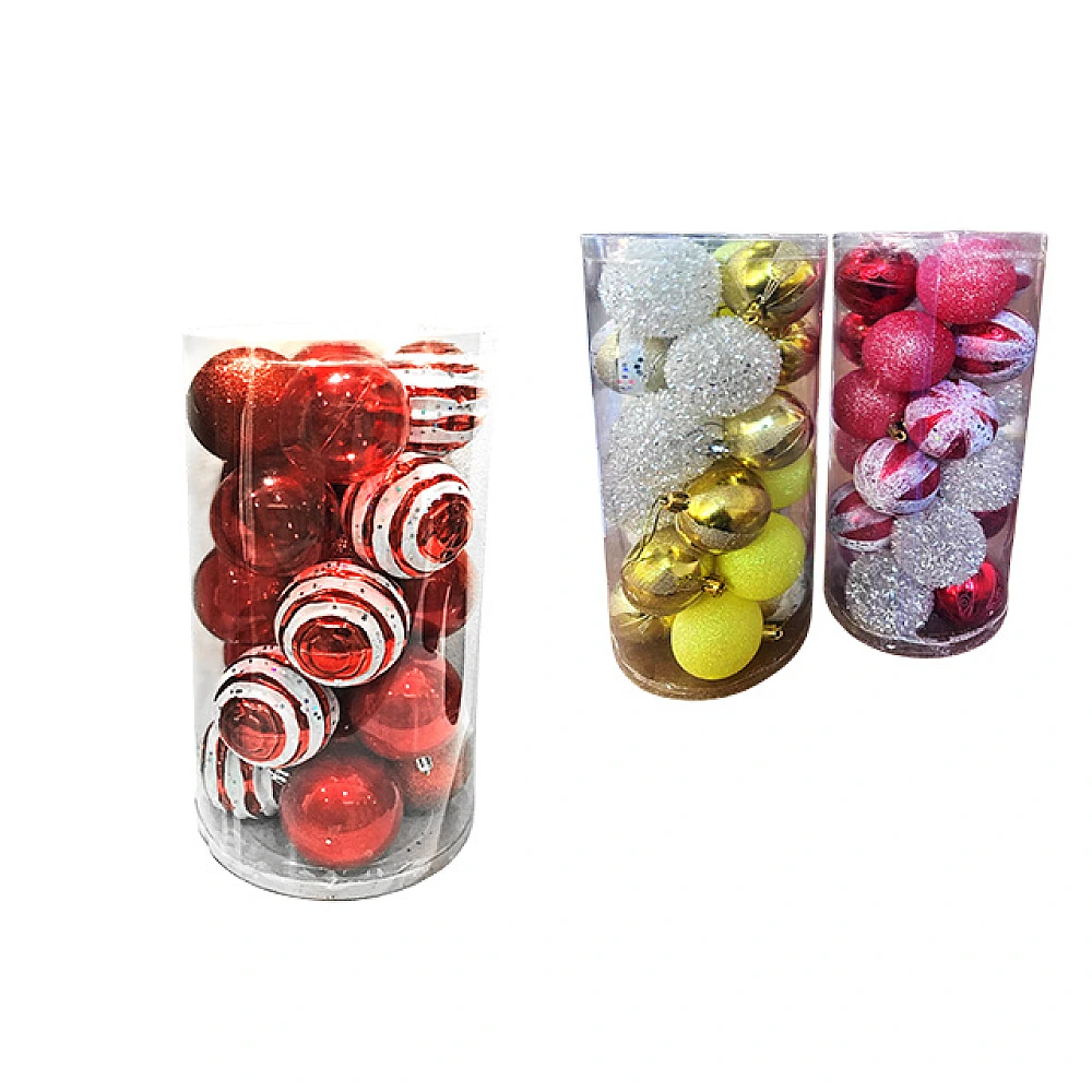 Set globuri pentru brad 24X60mm in cilindru, plastic