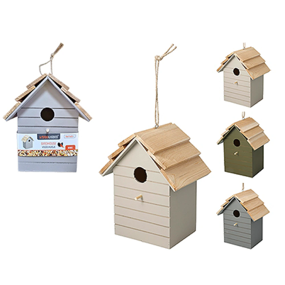 Casuta din lemn pentru pasari 16X11X23 cm, 3 modele in sortiment