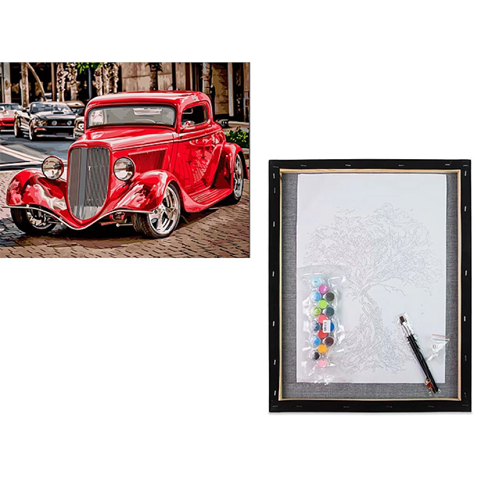 Pictura dupa numere Transport pe fundal colorat 40X50 cm 