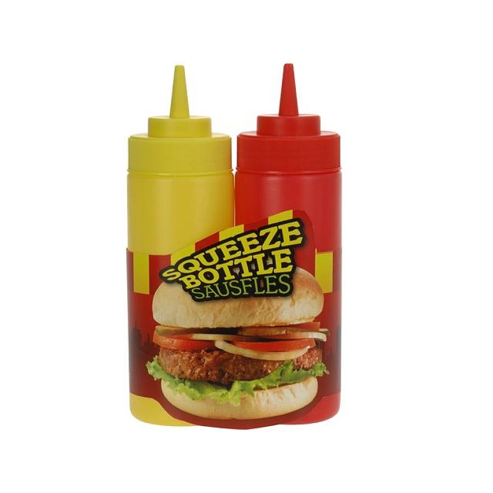 Set de 2 sticle pentru sosuri BBQ, 400 ml, din plastic, 2 culori