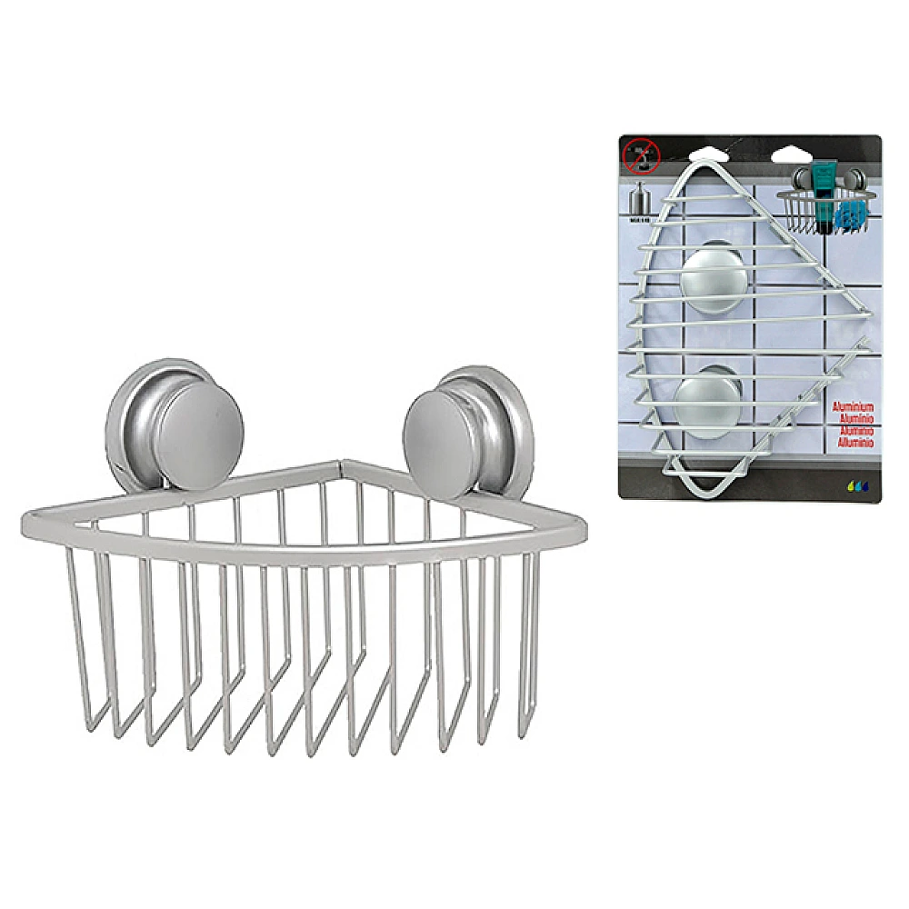 Cos de colt pe ventuze Tendance Aluminium 19.7X19.7X19cm, gri