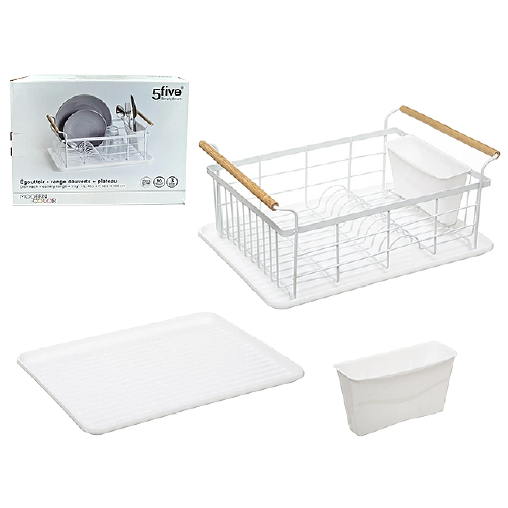 Uscator pentru vesela Five 46.5X32X20cm, suport, alb