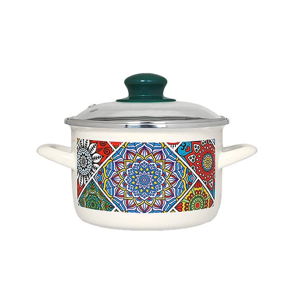 Cratita emailata Sultana 24cm, 4.75l, capac din sticla