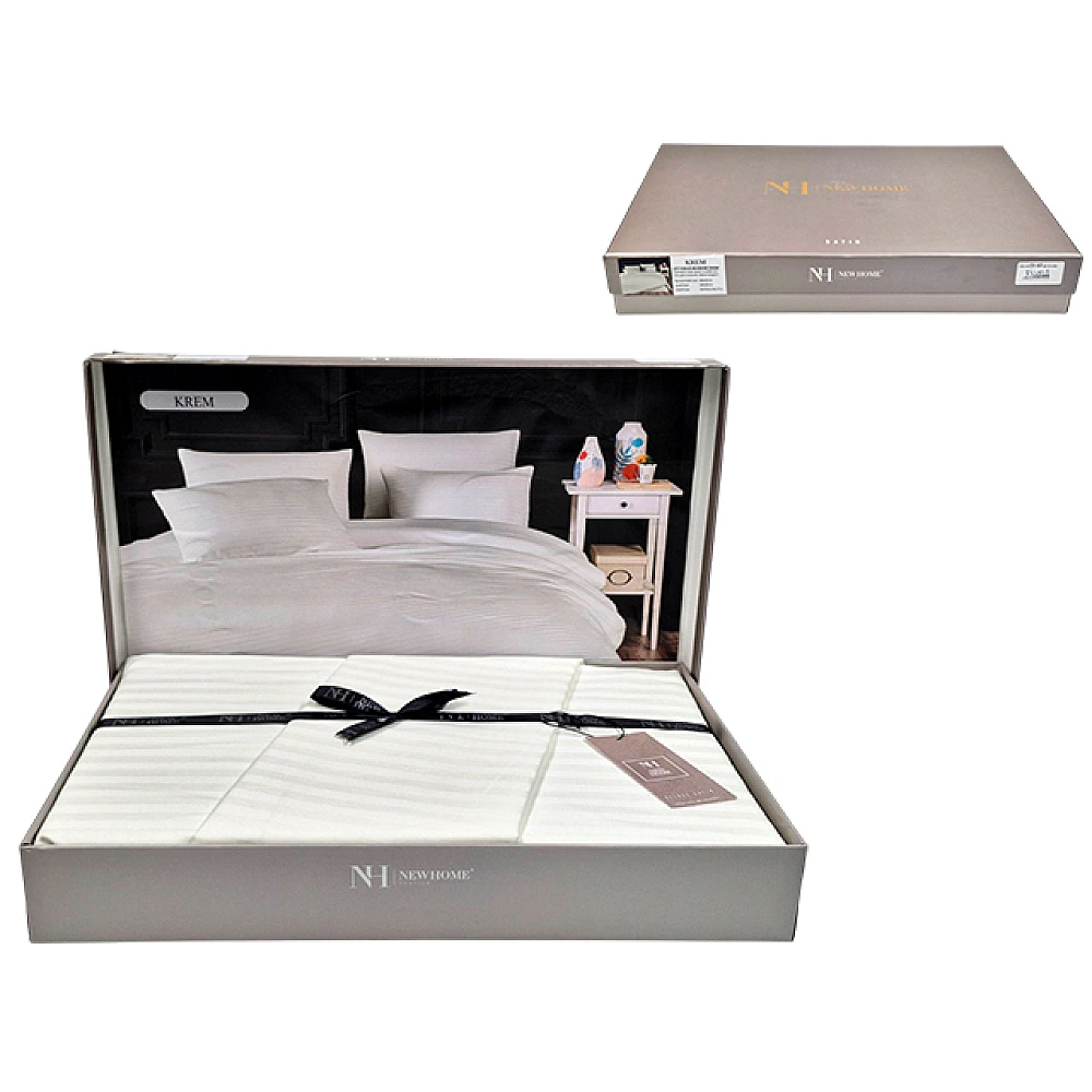 Lenjerie de pat Euro 2 NH Stripe Satin, crem