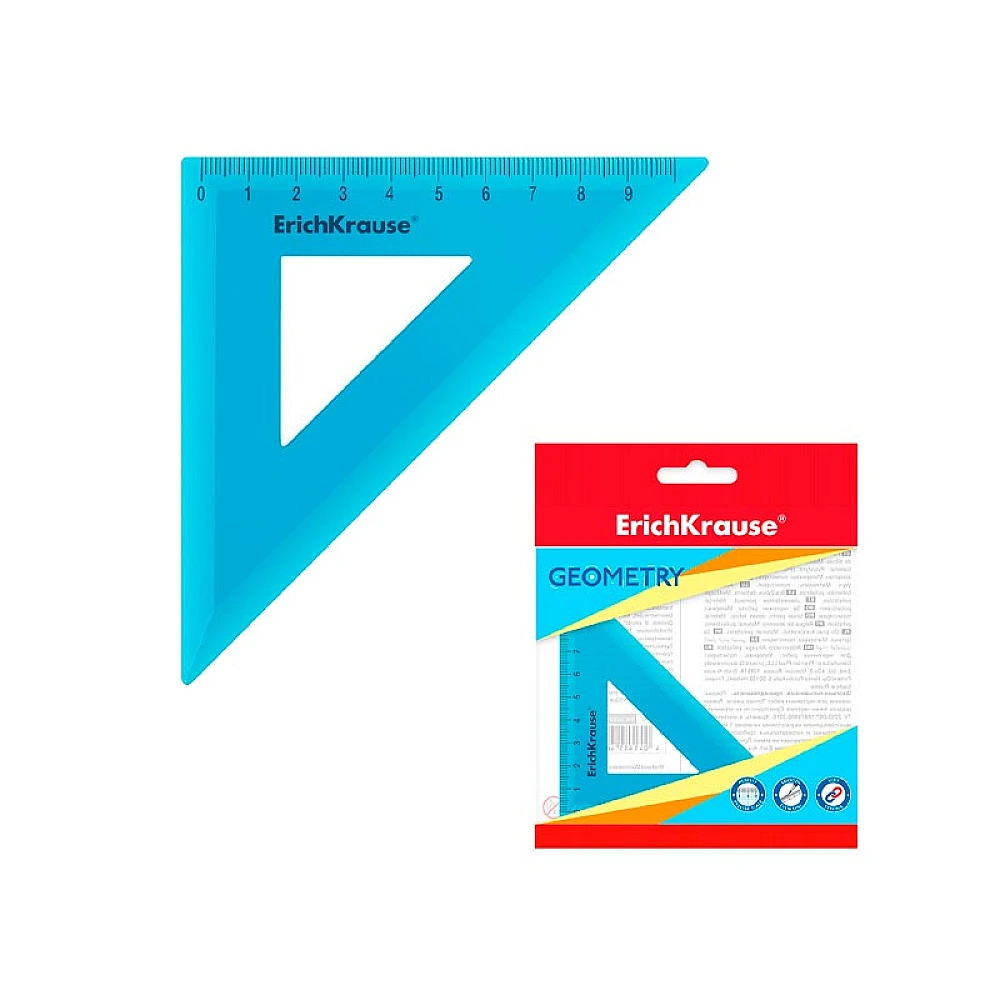 Echer plastic ErichKrause Standard, 45°/9cm, albastru