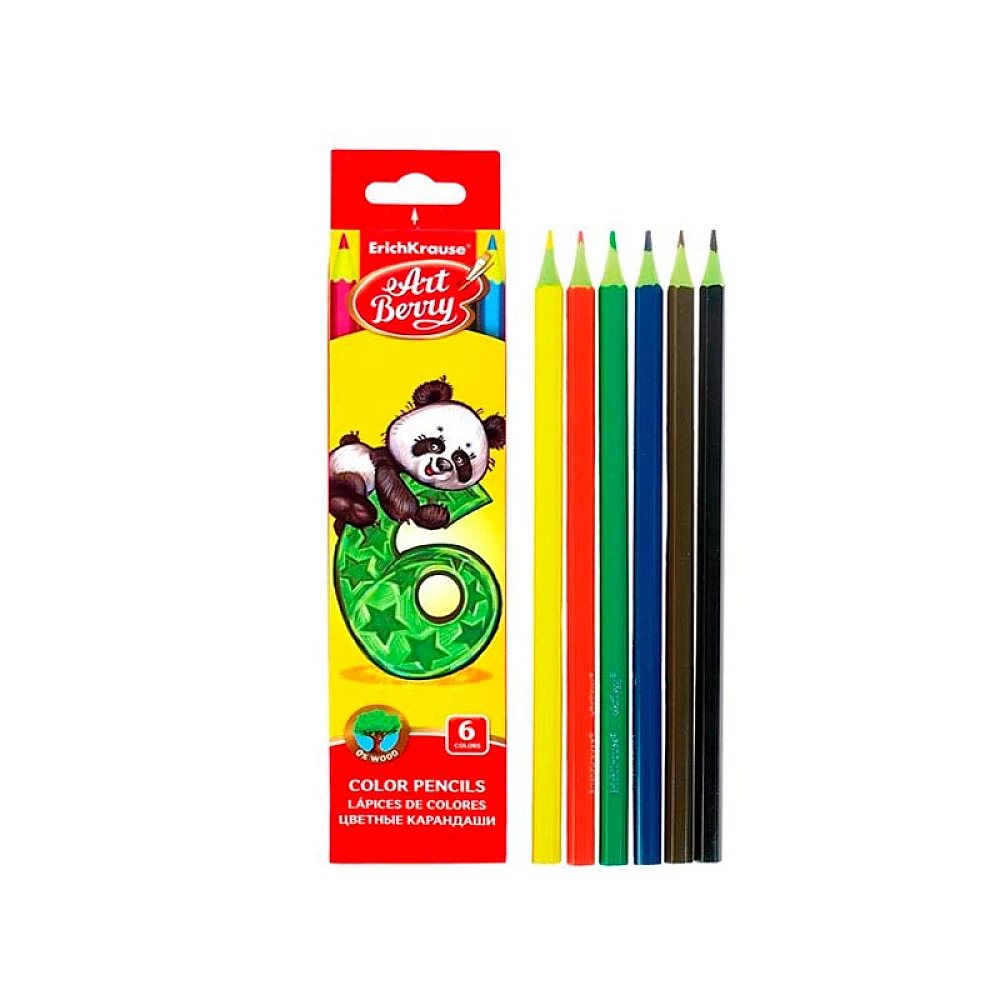 Set de creioane colorate 6buc ErichKrause ArtBerry Wood Free