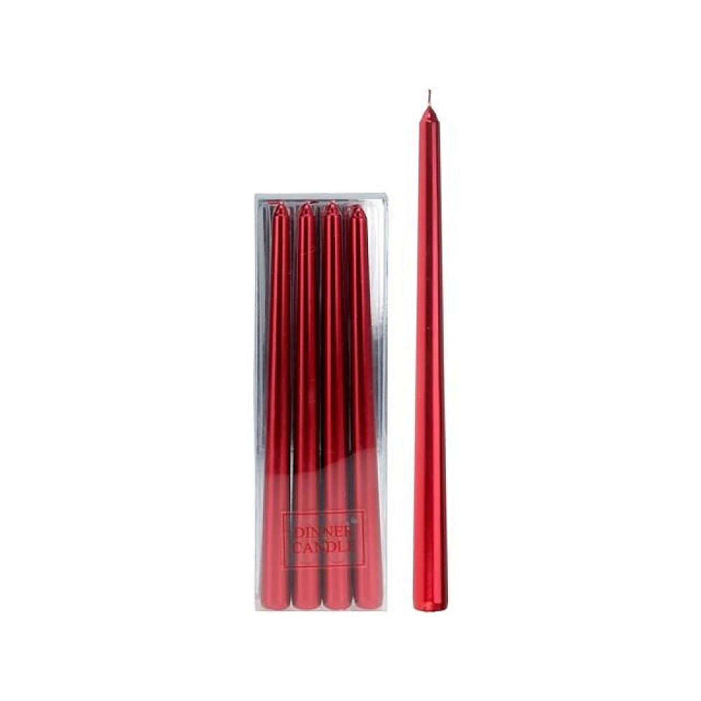 Set lumanari Rogito 4buc, 30cm, metalic rosu