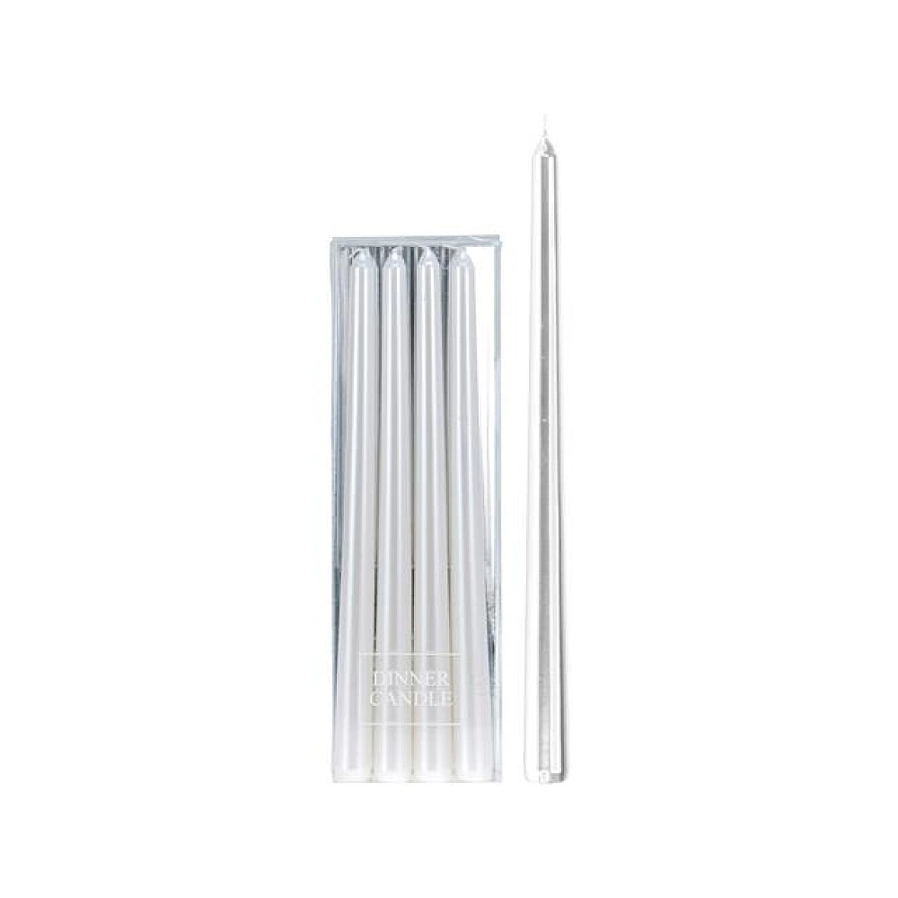 Set lumanari Rogito 4buc, 30cm, metalic alb