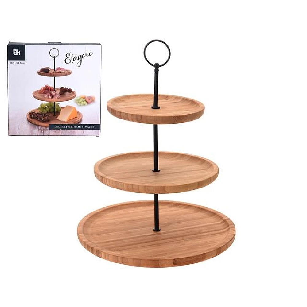 Suport de servire 3 nivele D16.5cm/21cm/28cm, bambus