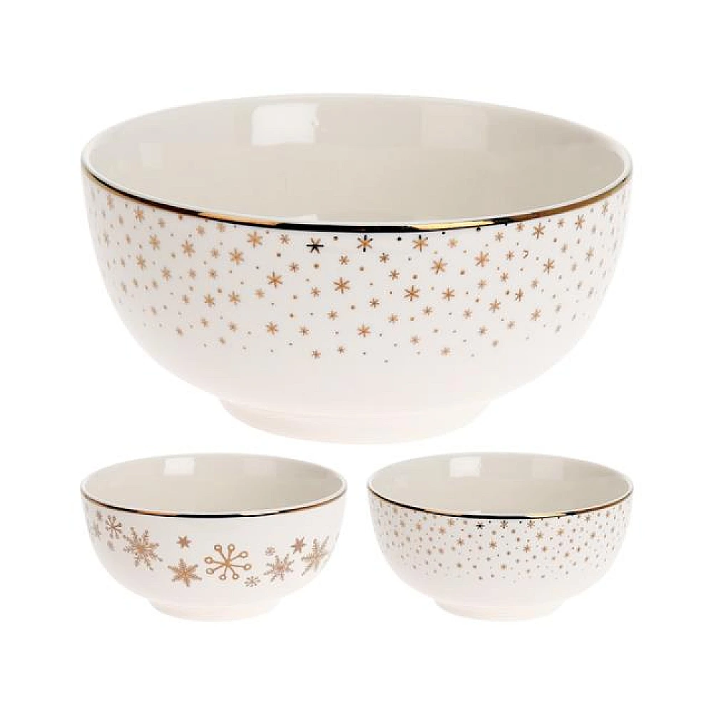 Salatiera din portelan 13cm Golden Rim Stars, alba