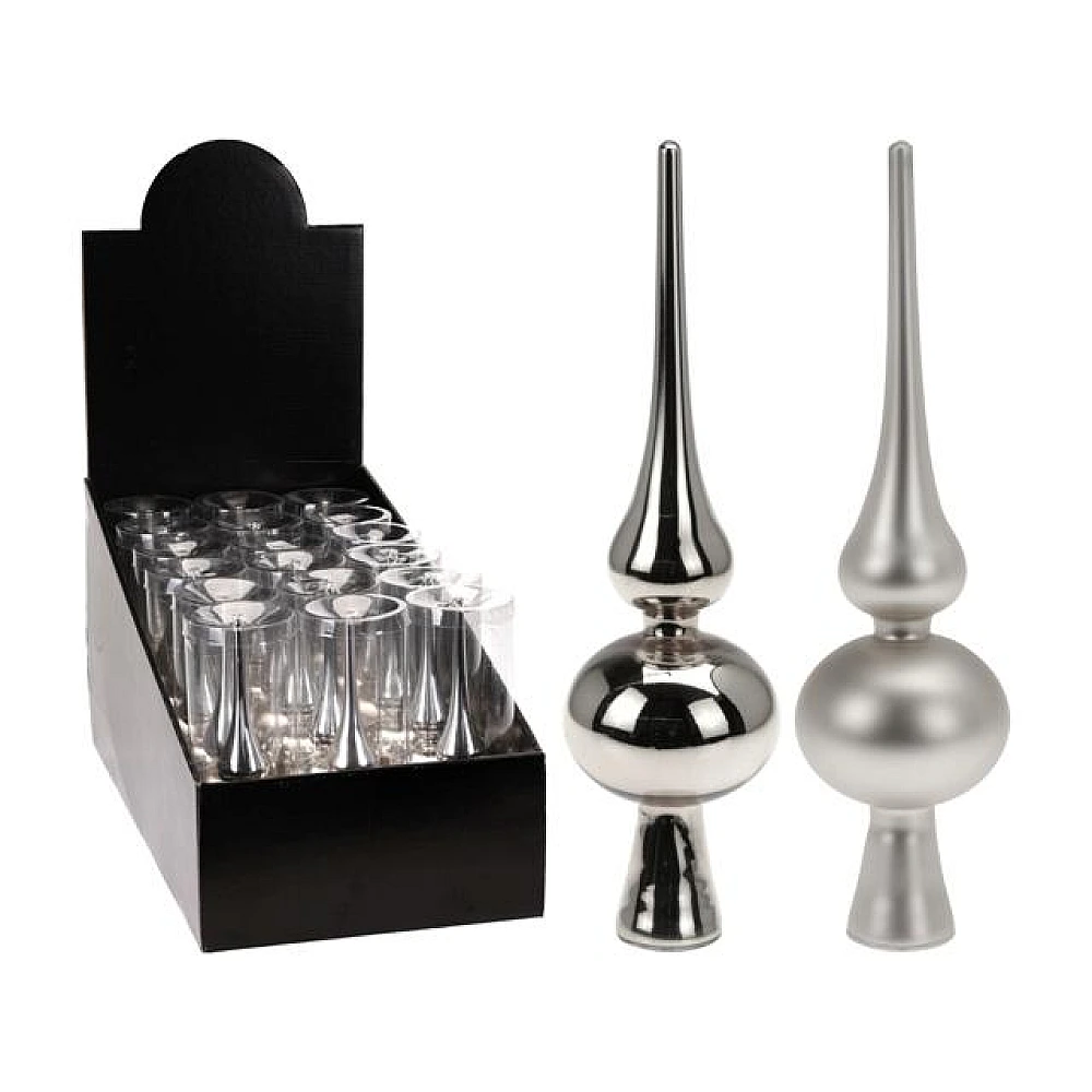 Virf pentru brad din sticla 20cm, argintiu