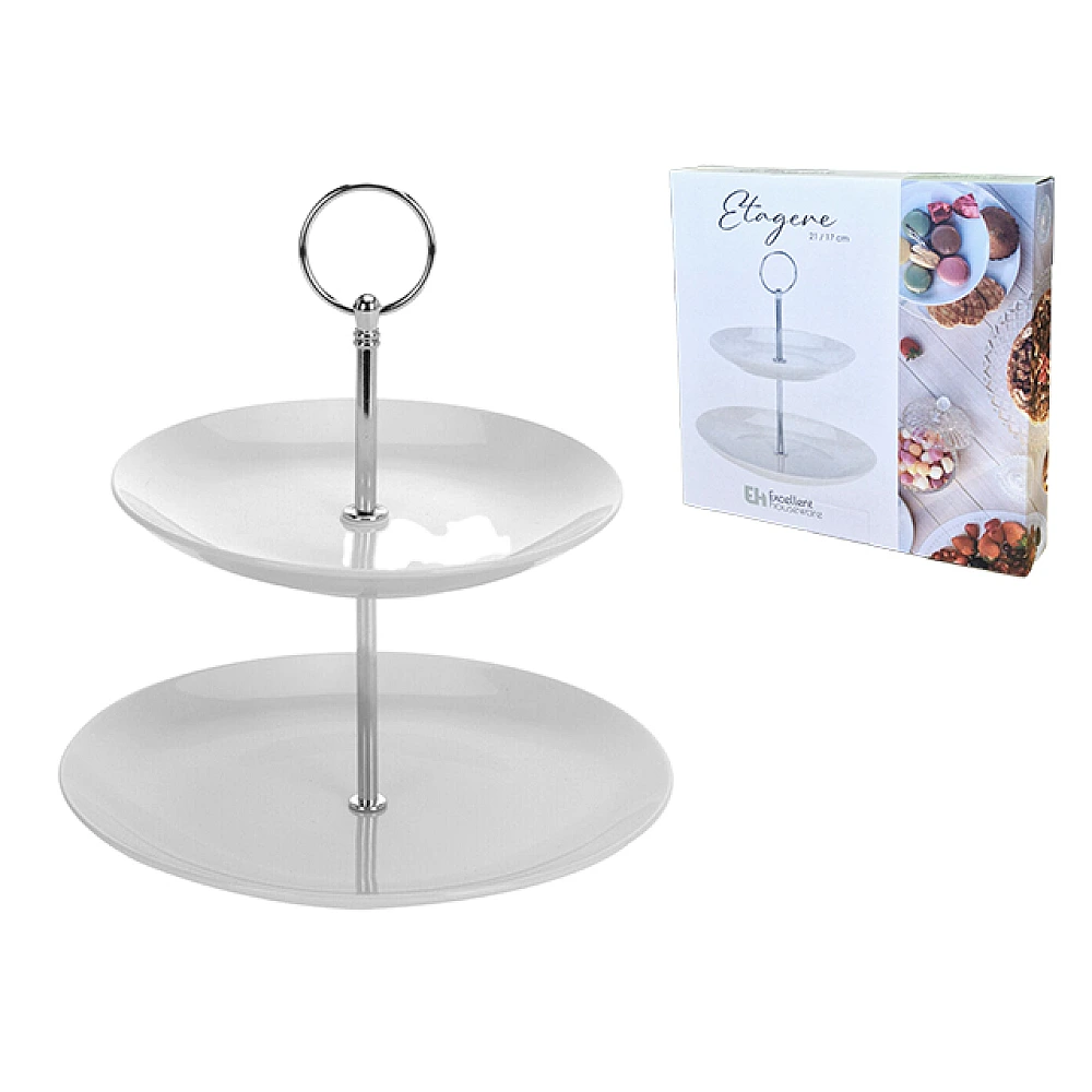 Suport de servire 2 nivele D17/21cm, H25cm, portelan